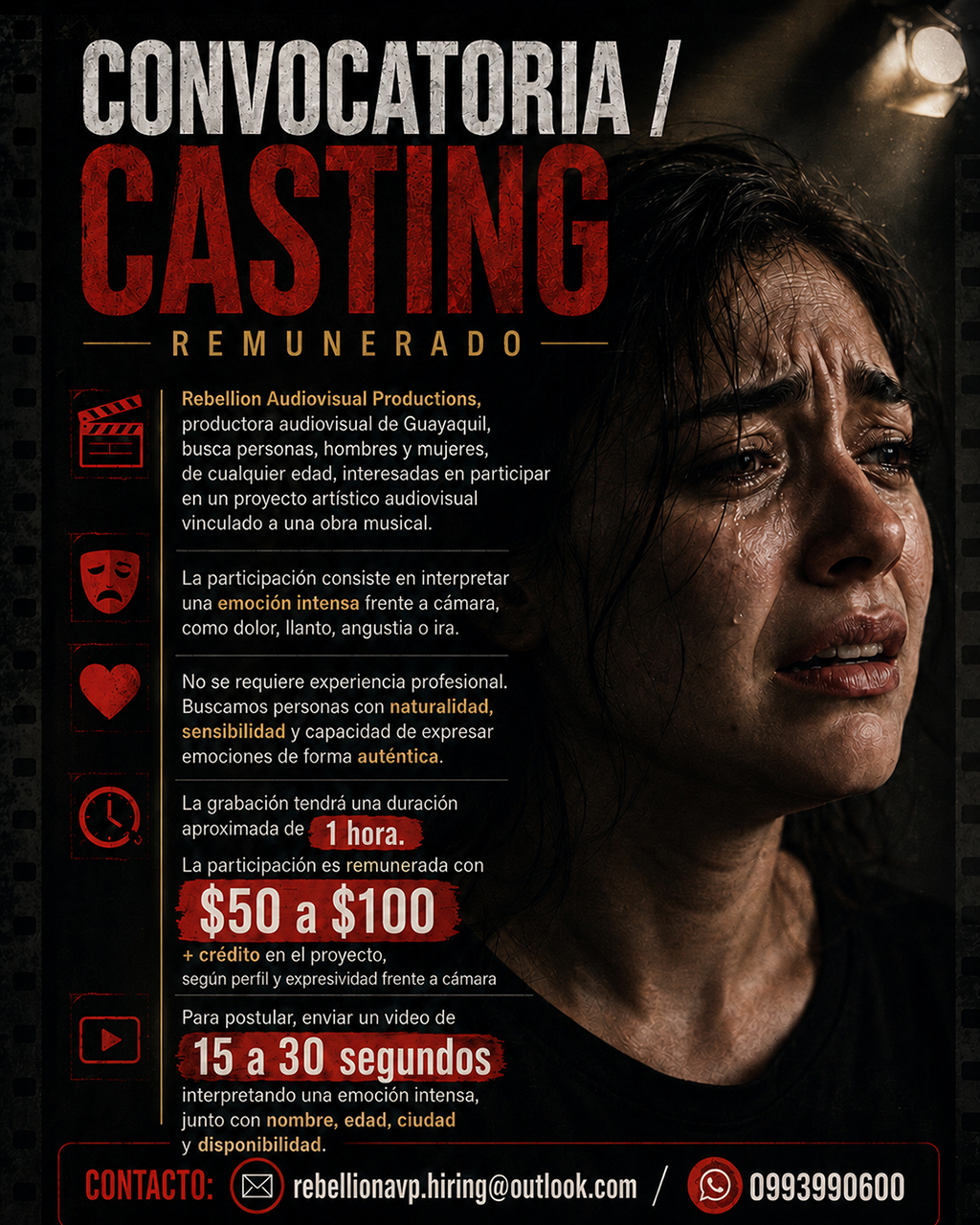 Convocatoria / Casting Remunerado – Rebellion Audiovisual Productions